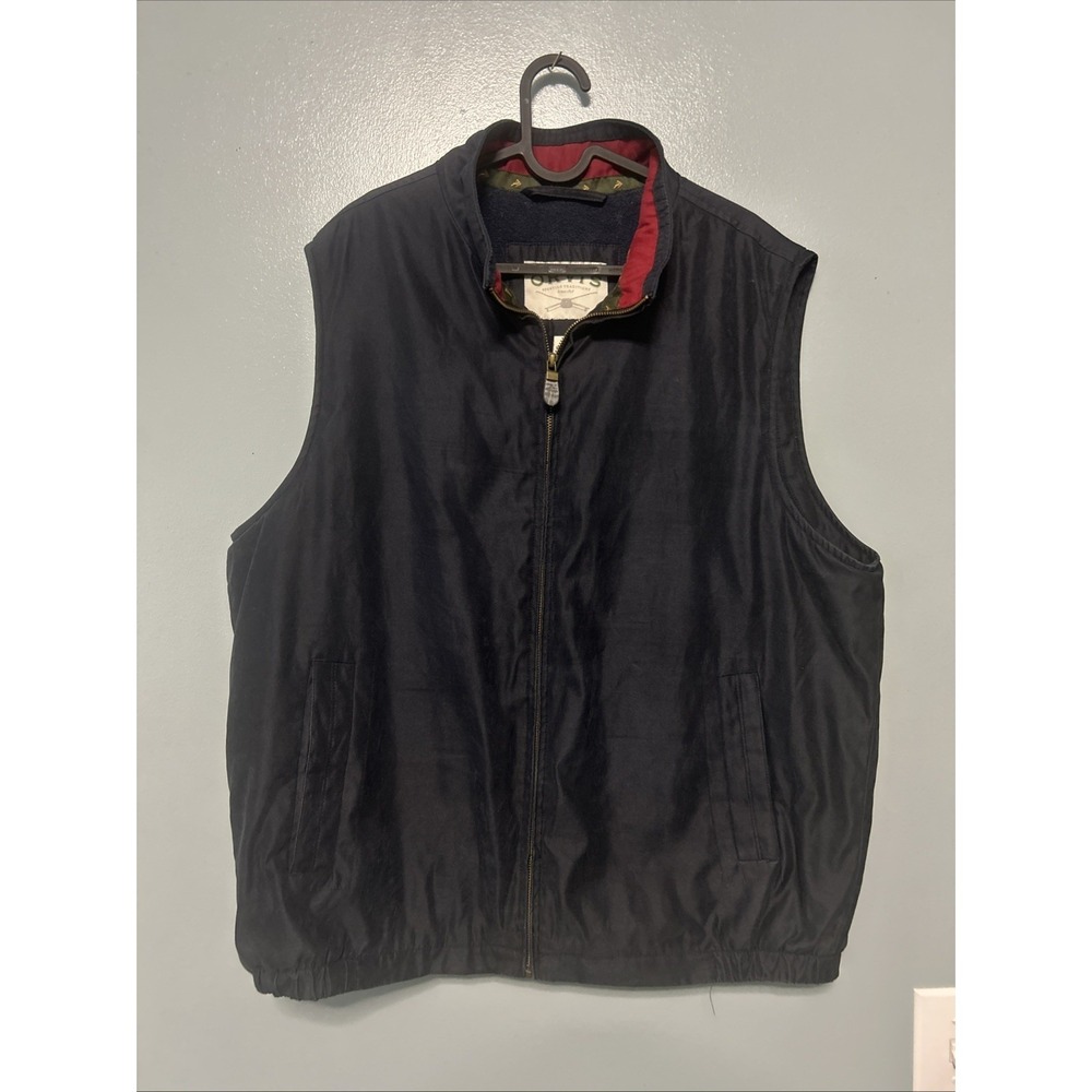 Orvis Mens Insulated Fleece Lined Vest Navy Blue Large Hiking Camping Fishing